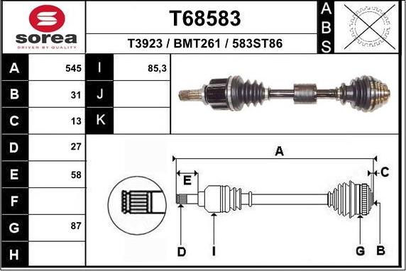 EAI T68583 - Приводний вал autozip.com.ua