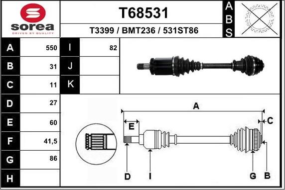 EAI T68531 - Приводний вал autozip.com.ua