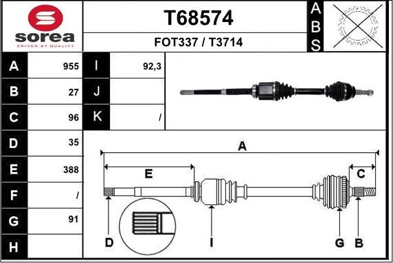 EAI T68574 - Приводний вал autozip.com.ua