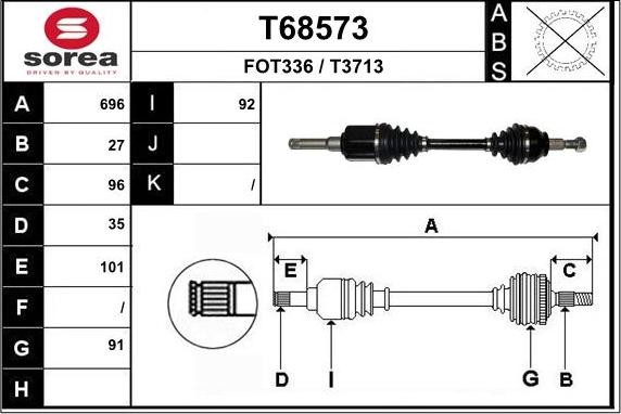 EAI T68573 - Приводний вал autozip.com.ua