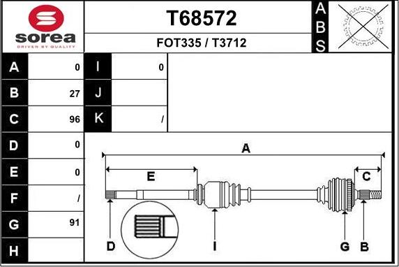 EAI T68572 - Приводний вал autozip.com.ua