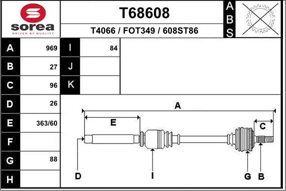 EAI T68608 - Приводний вал autozip.com.ua