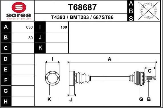 EAI T68687 - Приводний вал autozip.com.ua