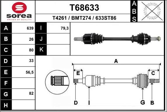 EAI T68633 - Приводний вал autozip.com.ua