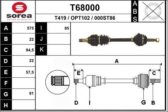 EAI T68000 - Приводний вал autozip.com.ua
