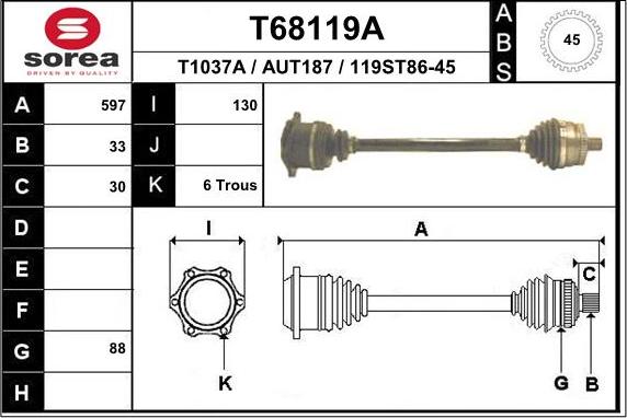 EAI T68119A - Приводний вал autozip.com.ua