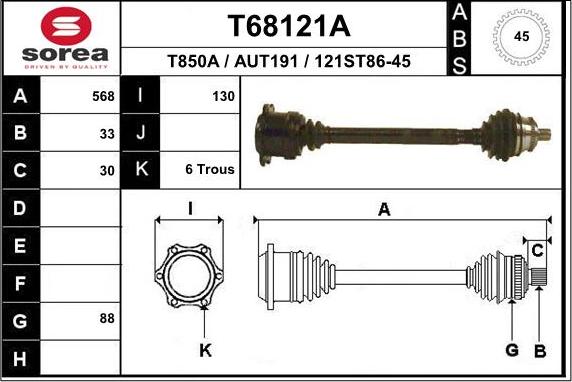 EAI T68121A - Приводний вал autozip.com.ua