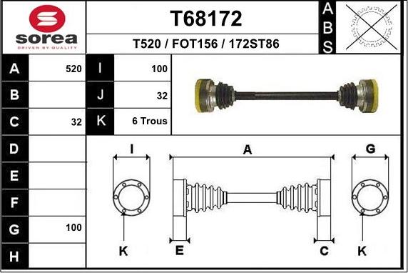 EAI T68172 - Приводний вал autozip.com.ua