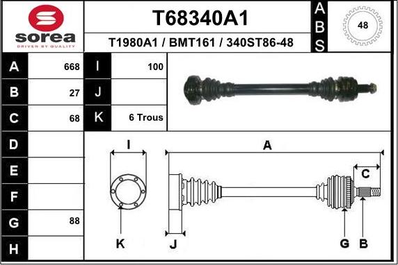 EAI T68340A1 - Приводний вал autozip.com.ua