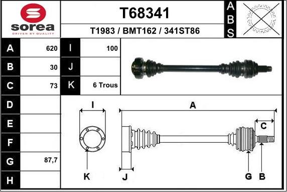 EAI T68341 - Приводний вал autozip.com.ua