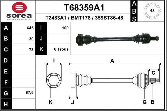 EAI T68359A1 - Приводний вал autozip.com.ua