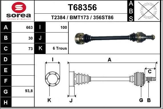 EAI T68356 - Приводний вал autozip.com.ua