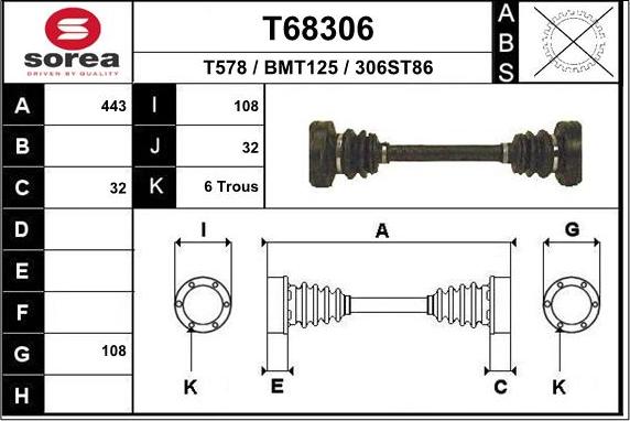 EAI T68306 - Приводний вал autozip.com.ua