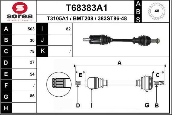 EAI T68383A1 - Приводний вал autozip.com.ua