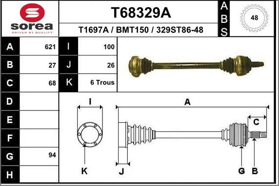 EAI T68329A - Приводний вал autozip.com.ua