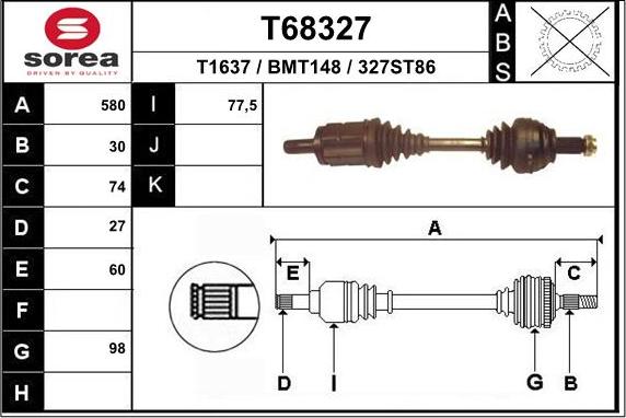 EAI T68327 - Приводний вал autozip.com.ua