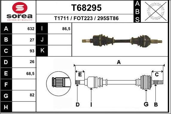 EAI T68295 - Приводний вал autozip.com.ua