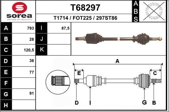 EAI T68297 - Приводний вал autozip.com.ua