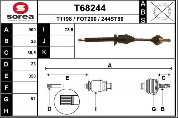 EAI T68244 - Приводний вал autozip.com.ua