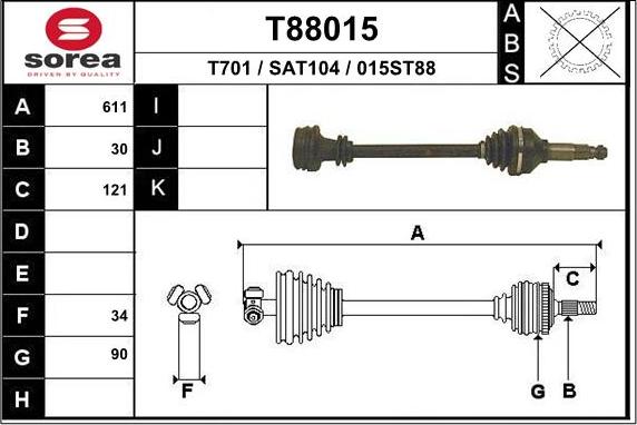 EAI T88015 - Приводний вал autozip.com.ua