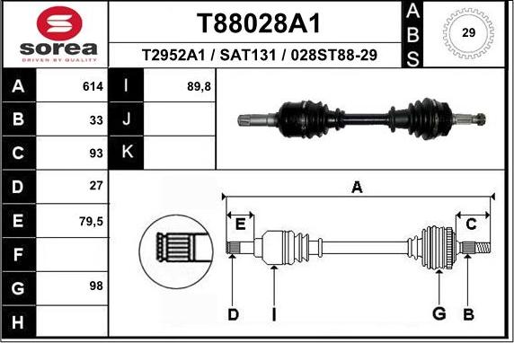 EAI T88028A1 - Приводний вал autozip.com.ua