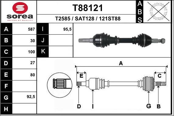 EAI T88121 - Приводний вал autozip.com.ua