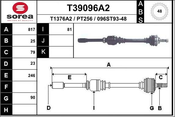 EAI T39096A2 - Приводний вал autozip.com.ua