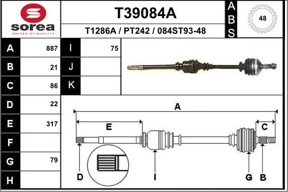 EAI T39084A - Приводний вал autozip.com.ua