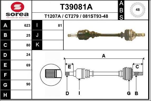 EAI T39081A - Приводний вал autozip.com.ua