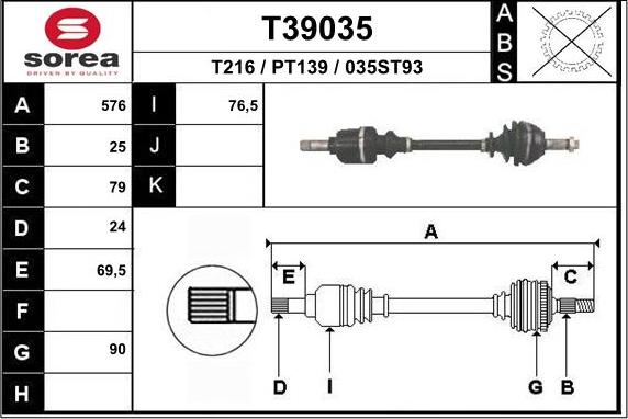 EAI T39035 - Приводний вал autozip.com.ua