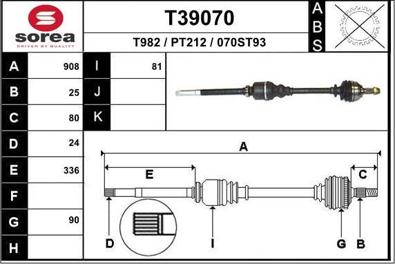 EAI T39070 - Приводний вал autozip.com.ua