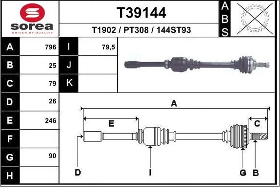 EAI T39144 - Приводний вал autozip.com.ua