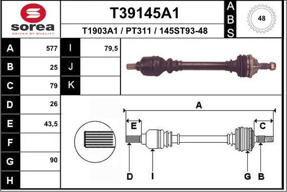 EAI T39145A1 - Приводний вал autozip.com.ua