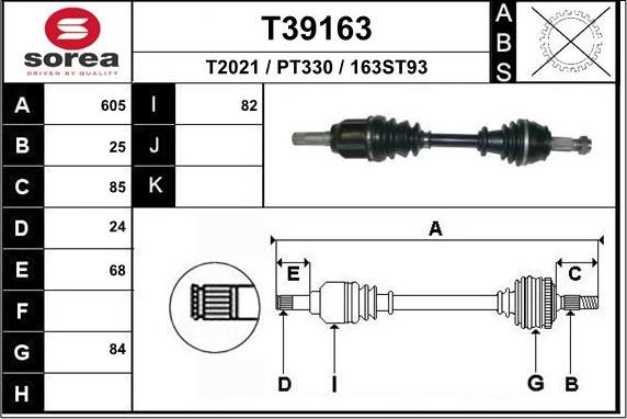 EAI T39163 - Приводний вал autozip.com.ua