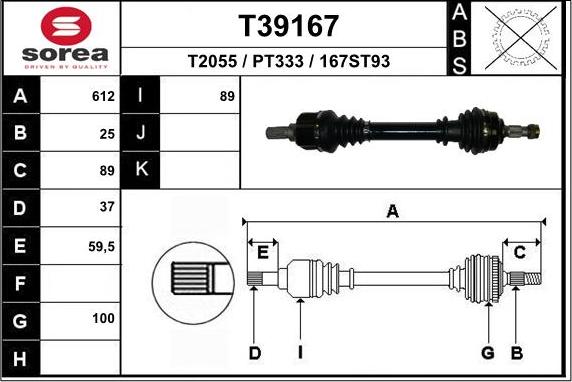 EAI T39167 - Приводний вал autozip.com.ua