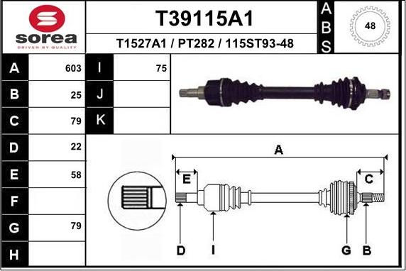EAI T39115A1 - Приводний вал autozip.com.ua