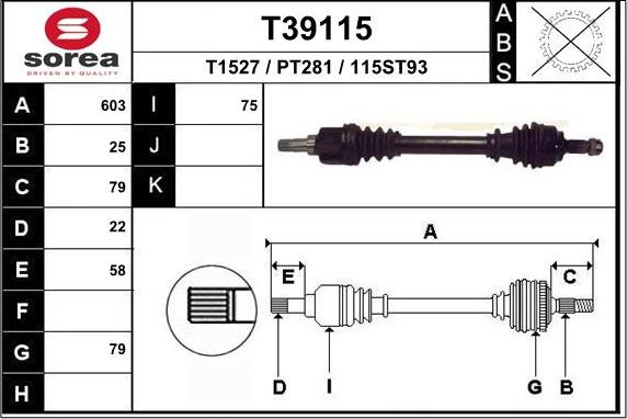 EAI T39115 - Приводний вал autozip.com.ua