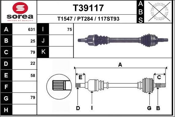 EAI T39117 - Приводний вал autozip.com.ua