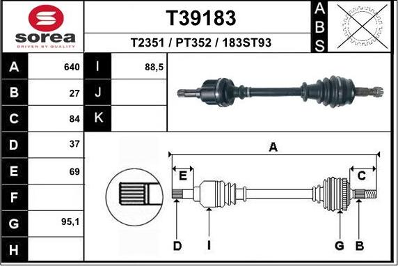 EAI T39183 - Приводний вал autozip.com.ua