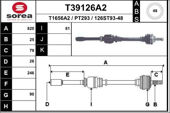 EAI T39126A2 - Приводний вал autozip.com.ua