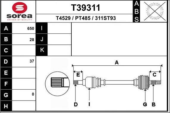 EAI T39311 - Приводний вал autozip.com.ua