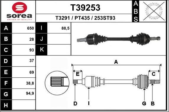EAI T39253 - Приводний вал autozip.com.ua