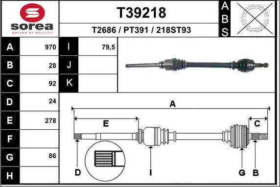 EAI T39218 - Приводний вал autozip.com.ua