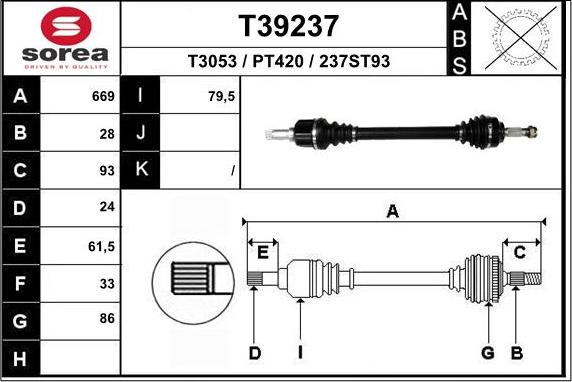 EAI T39237 - Приводний вал autozip.com.ua