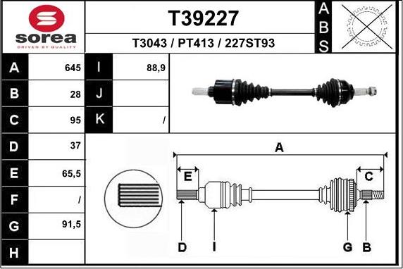 EAI T39227 - Приводний вал autozip.com.ua
