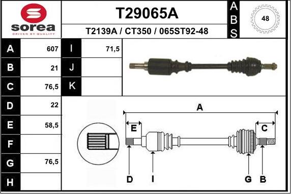 EAI T29065A - Приводний вал autozip.com.ua
