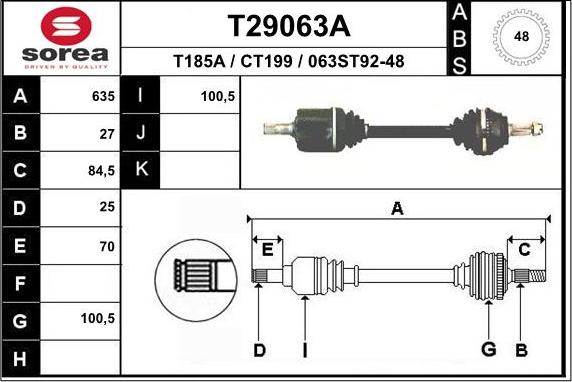 EAI T29063A - Приводний вал autozip.com.ua