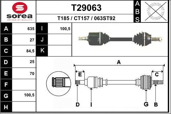 EAI T29063 - Приводний вал autozip.com.ua