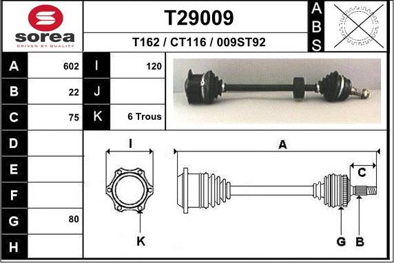 EAI T29009 - Приводний вал autozip.com.ua