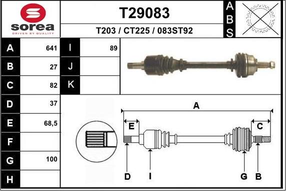 EAI T29083 - Приводний вал autozip.com.ua